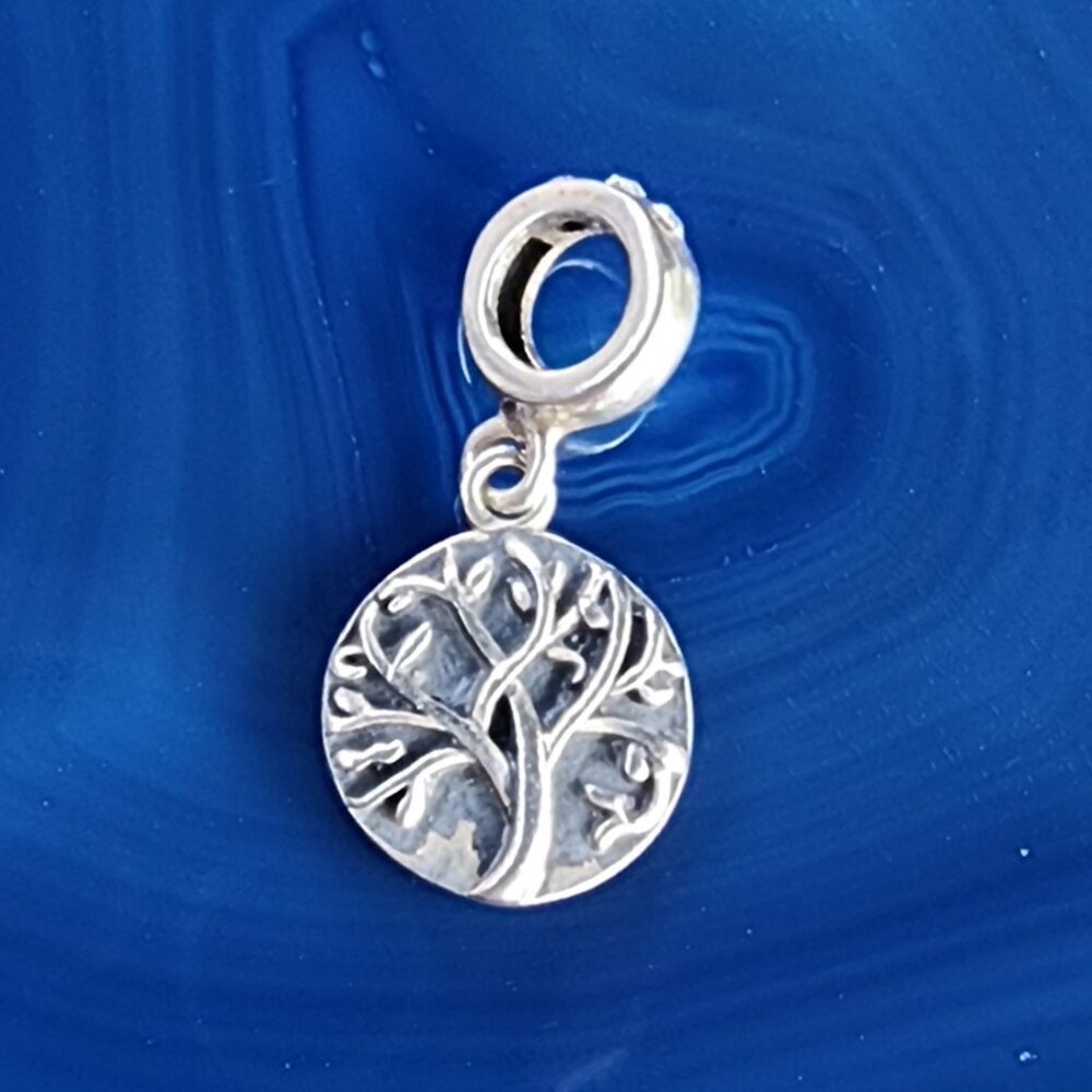 Vintage Sterling Silver Tree Of Life Rhinestone Dangle Charm Pendant - Picture 7 of 7